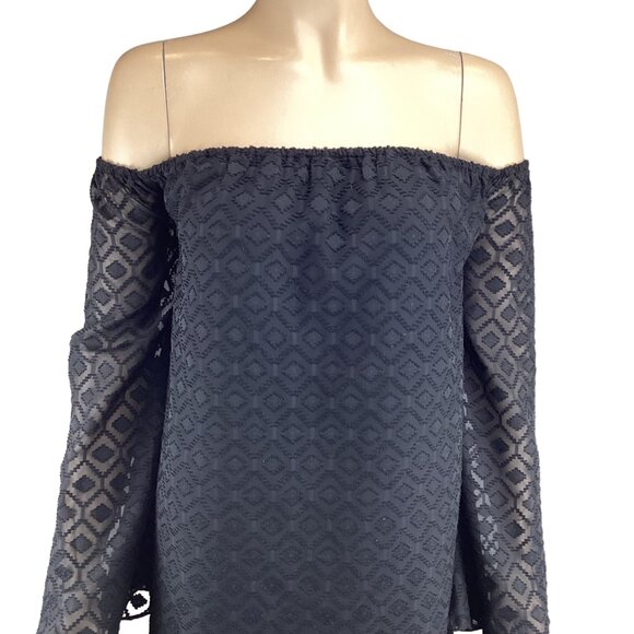 Buddy Love Black Off-The-Shoulder‎ Dress Size Medium Long Sleeves - Picture 3 of 8
